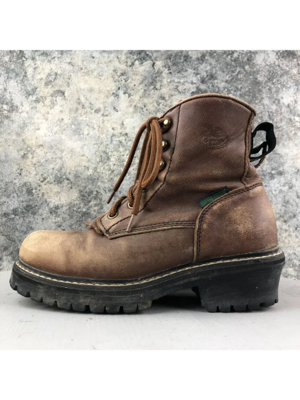 Georgia Boot Kid's 4.5M Brown Waterproof Leather Steel Shank Logger Boots FAIR